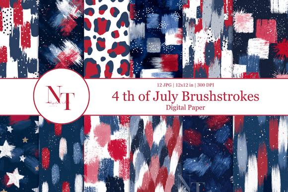 4th of July Brushstrokes Digital Paper Guide