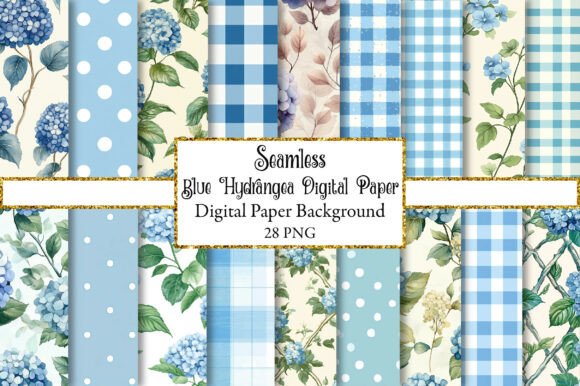 Blue Hydrangea Digital Paper: Elevating Creative Projects with Botanical Elegance