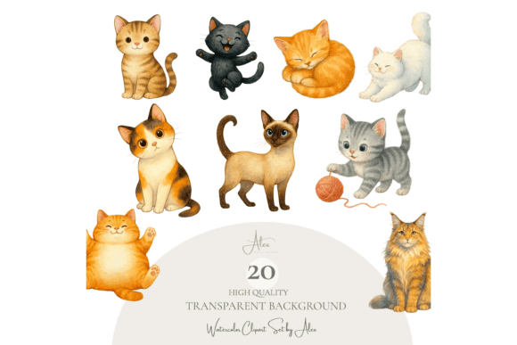 Bring Your Creative Projects to Life with the Cute Cat Clipart Set