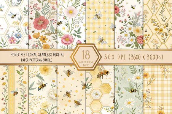 Bringing Cottagecore Charm to Your Projects with Honey Bee Floral Seamless Digital Paper
