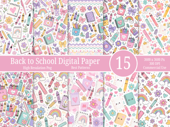Cute Back to School Digital Paper Bundle: Practical Applications for Creators and Educators
