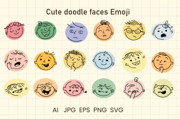 Cute Doodle Faces Emoji Bundle: A Versatile Toolkit for Expressive Design