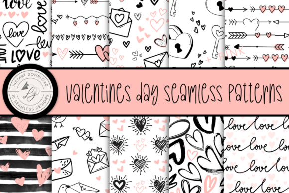 Elevating Creative Projects with High-Resolution Black and Pink Valentine’s Day Patterns