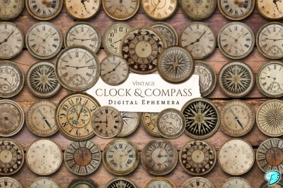 Elevating Paper Crafts with Clock and Compass Digital Ephemera