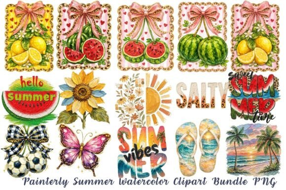 Evaluating Painterly Summer Watercolor Clipart PNG for Creative Projects