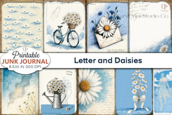 Letter and Daisies Junk Journal Pages: A Digital Resource for Analog Creativity