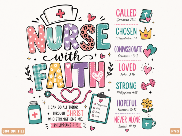 Nurse Faith Christian Nurse PNG Design: Merging Vocation and Belief in Digital Creativity