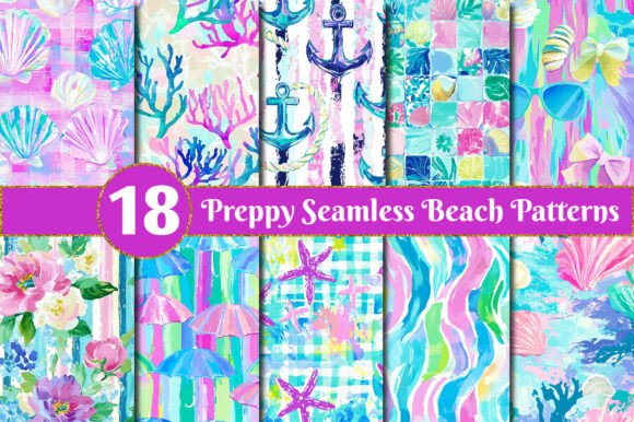 Preppy Seamless Beach Patterns for Creative Projects