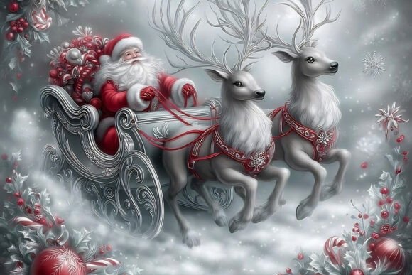 Santas Holiday Flight Bundle: Elevating Seasonal Crafts with Magical Christmas Digital Paper