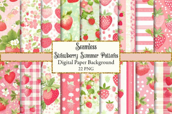 Strawberry Summer Seamless Patterns for Creative Projects