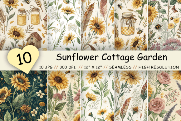 Sunflower Cottage Garden Digital Paper: Bringing Summer Warmth to Your Creative Projects