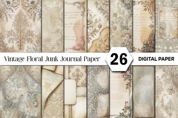 Vintage Floral Junk Journal Background: Elevating Creative Projects with Timeless Texture