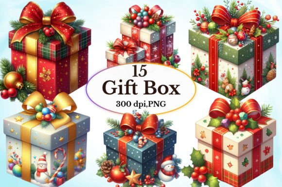 Watercolor Gift Box Clipart for Creative Projects