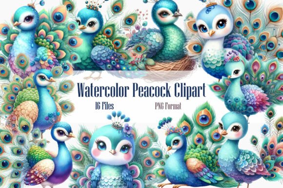 Watercolor Peacock Clipart for Creative Projects