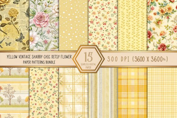 Yellow Vintage Shabby Chic Ditsy Flower: A Practical Asset for Digital and Print Design